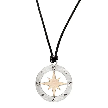 TRIBUTE, Ανδρικό Κολιέ από ανοξείδωτο ατσάλι με πυξίδα