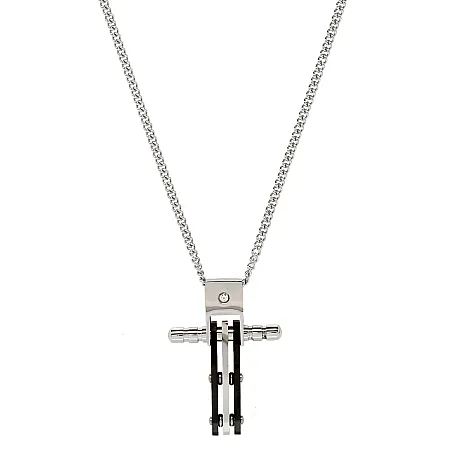 TRIBUTE, Ανδρικό Κολιέ με Σταυρό από ανοξείδωτο ατσάλι