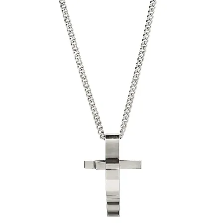 TRIBUTE, Ανδρικό Κολιέ με Σταυρό από ανοξείδωτο ατσάλι