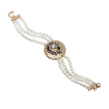 Βραχιόλι, Ασημένιο, Γυναικείο με μαργαριτάρια, ζιργκόν & κίτρινο επιχρύσωμα, silverline, 0230336501