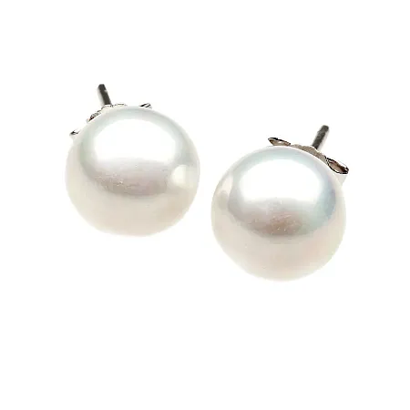 TRIBUTE, Ασημένια, unisex, καρφωτά σκουλαρίκια με λευκή πέρλα 6χιλιοστών