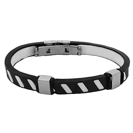 Ανδρικό βραχιόλι με καουτσούκ από ανοξείδωτο ατσάλι, εσωτ.διάμετρος 7 εκατοστά, TRIBUTE,0230270401
