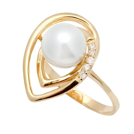 Δαχτυλίδι, Ασημένιο, Γυναικείο, με πέρλα & κίτρινο επιχρύσωμα, silverline, 0430599701