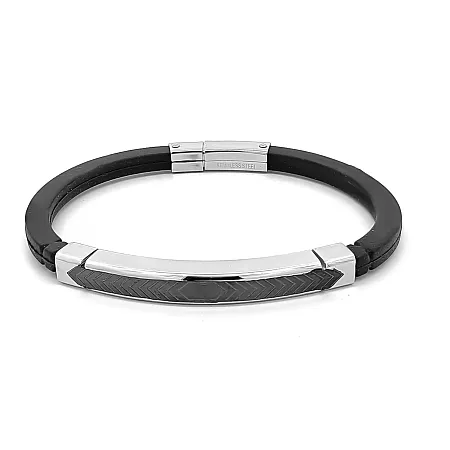 Ανδρικό βραχιόλι με καουτσούκ από ανοξείδωτο ατσάλι, εσωτ.διάμετρος 7,3 εκατοστά, TRIBUTE, 0230366701