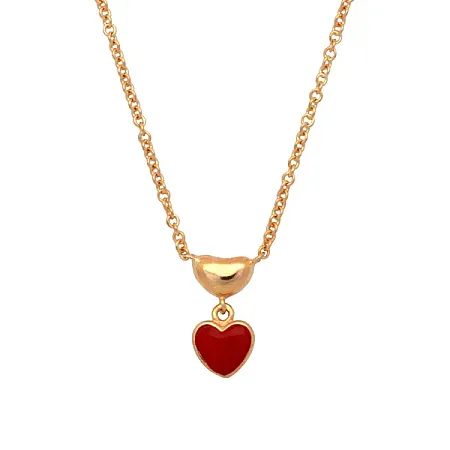 Woofie, Ασημένιο Παιδικό Κολιέ για κορίτσια με καρδιά, κίτρινο επιχρύσωμα, και σμάλτο