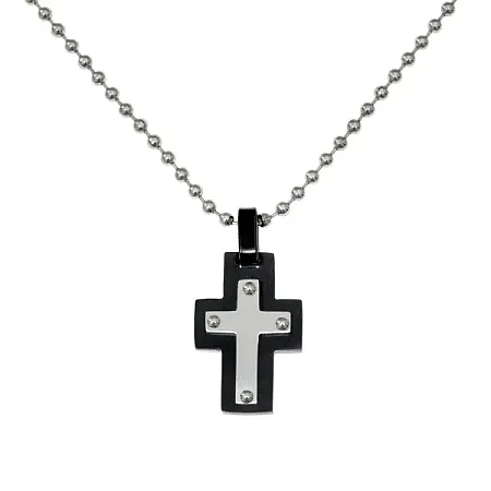 TRIBUTE, Ανδρικό Κολιέ με σταυρό από ανοξείδωτο ατσάλι