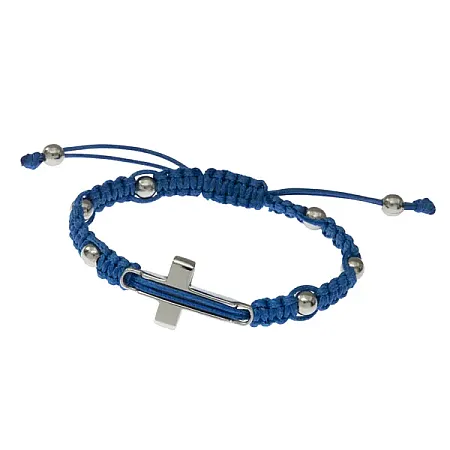 Βραχιόλι unisex από ανοξείδωτο ατσάλι, μακραμέ, με σταυρό, TRIBUTE