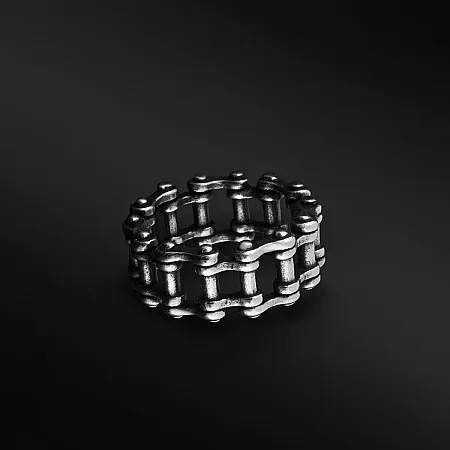 TRIBUTE, αντρικό, δαχτυλίδι, από, ανοξείδωτο, ατσάλι & "ποδηλατική" καδένα