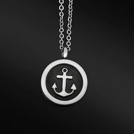 TRIBUTE, αντρικό, ματ, κολιέ, από, ανοξείδωτο, ατσάλι, άγκυρα, μαύρο, επιπλατίνωμα,