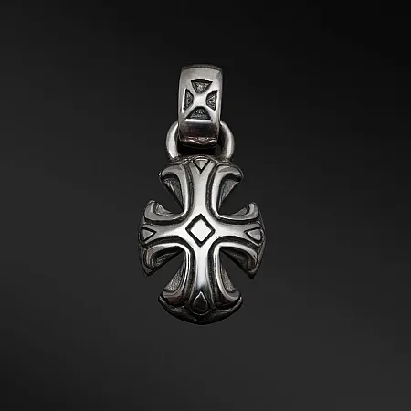 TRIBUTE, 925ασημένιο, αντρικό, μενταγιόν- σταυρός με άσπρο επιπλατίνωμα