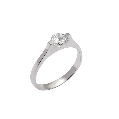 Μονόπετρο δαχτυλίδι, ασημένιο με ζιργκόν, επιπλατινωμένο, γυναικείο,silverline,0430229701