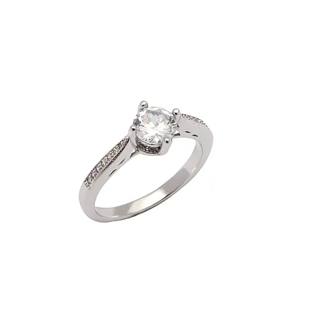 Μονόπετρο δαχτυλίδι ασημένιο , γυναικείο με ζιργκόν, silverline