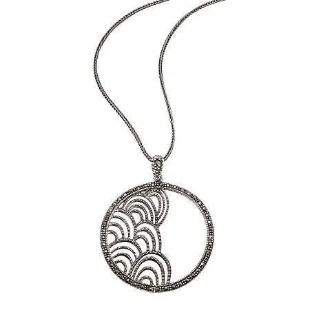 silverline, ασημένιο κολιέ ,γυναικείο με μαρκασίτες