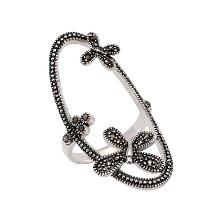 silverline, ασημένιο δαχτυλίδι γυναικείο με πεταλούδες & μαρκασίτες