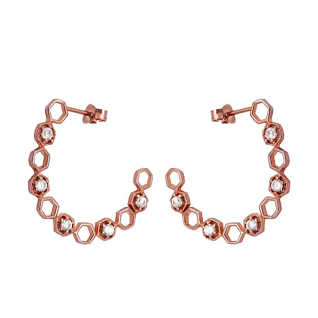 Ασημένια σκουλαρίκια κρίκοι με ζιργκόν