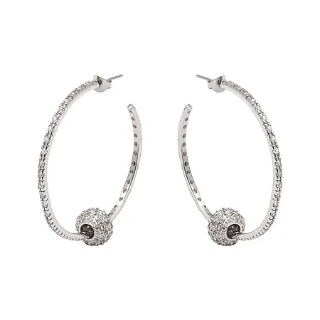 Ασημένια σκουλαρίκια κρίκοι με ζιργκόν