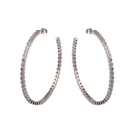 silverline, γυναικεία, ασημένια, σκουλαρίκια κρίκοι με ζιργκόν
