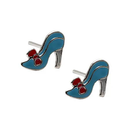 woofie ασημένια παιδικά σκουλαρίκια γοβάκια με άσπρο επιπλατίνωμα και σμάλτο 0130453302