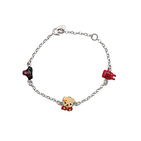 Woofie, ασημένιο ,παιδικό ,βραχιόλι για αγόρια, με σμάλτο, άσπρο ρόδιο ή κίτρινο χρύσωμα-0230408401