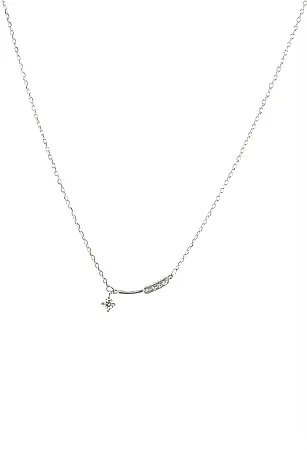 silverline, ασημένιο, γυναικείο κολιέ με λευκά ζιργκόν & άσπρο επιπλατίνωμα