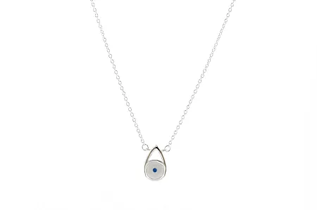 silverline, ασημένιο, γυναικείο κολιέ με μάτι βασκανίας & άσπρο επιπλατίνωμα