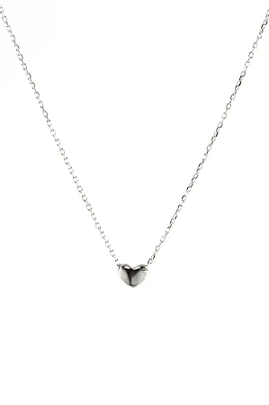 silverline, ασημένιο, γυναικείο κολιέ με καρδιά & άσπρο επιπλατίνωμα χωρίς νικέλιο