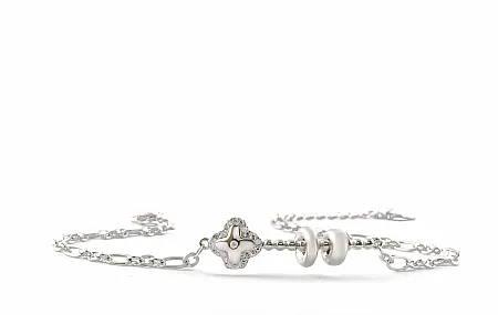 silverline, ασημένιο, γυναικείο βραχιόλι, καδενωτό ,με σταυρό, ζιργκόν, άσπρο επιπλατίνωμα ή κίτρινο επιχρύσωμα χωρίς νικέλιο.