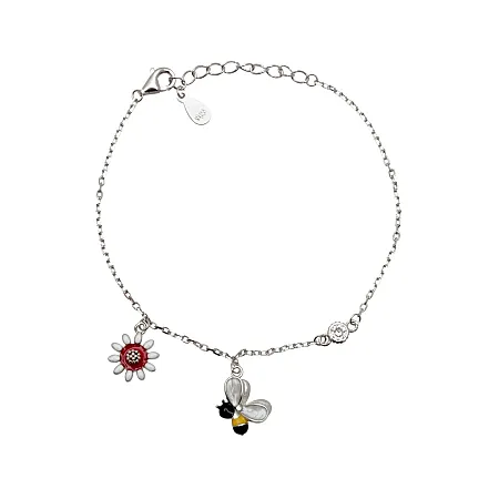 Woofie, ασημένιο, παιδικό, βραχιόλι, με σμάλτο & λευκό επιπλατίνωμα