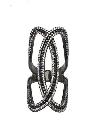 silverline. ασημένιο, γυναικείο δαχτυλίδι με ασπρόμαυρα ζιργκόν & μαύρο επιπλατίνωμα