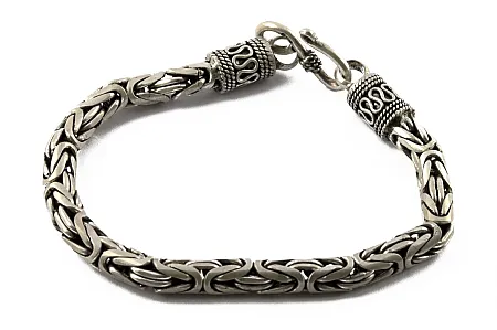 silverline, ασημένια, μασίφ, unisex, βυζαντινή, καδένα, αλυσίδα, βραχιόλι, 5mm πάχος, 18.5 cm μήκος, οξειδωμένη, αντικέ,