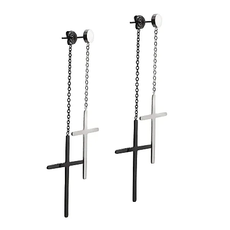 Γυναικεία σκουλαρίκια με σταυρούς από ανοξείδωτο ατσάλι, silverline