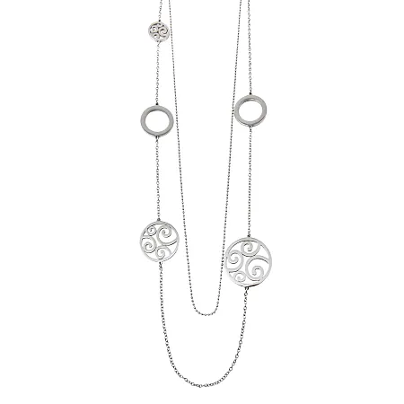 silverline,γυναικείο ,κολιέ ,από ,ανοξείδωτο, ατσάλι με άσπρο, επιπλατίνωμα, 87cm