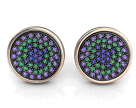 silverline,ασημένια, γυναικεία, σκουλαρίκια με stand, clip, πράσινα, μπλε και μωβ, ζιργκόν, φλούδα, χρυσού, Κ18 και ασπρόμαυρο, ρόδιο