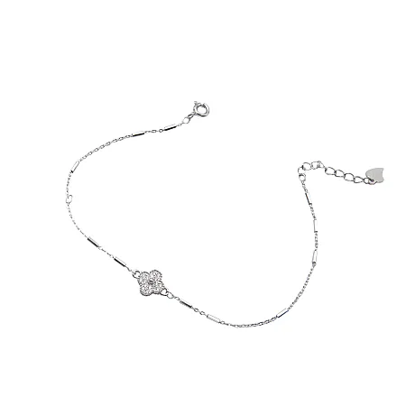 silverline, ασημένιο, γυναικείο, βραχιόλι με ζιργκόν, άσπρο, επιπλατίνωμα,18+3cmExt.Chain,