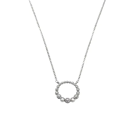 silverline, ασημένιο, γυναικείο, κολιέ με ζιργκόν, άσπρο, επιπλατίνωμα, 41+8Ext.Chain,