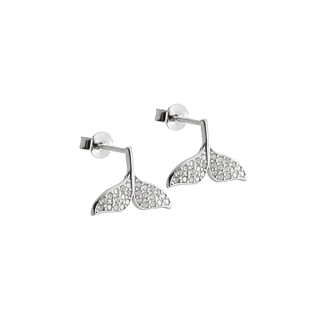 silverline, ασημένια, γυναικεία, σκουλαρίκια με ζιργκόν, άσπρο, επιπλατίνωμα,