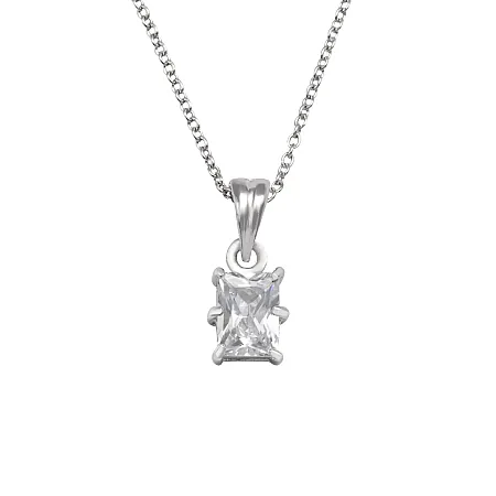 silverline, ασημένιο, γυναικείο, κολιέ με ζιργκόν, άσπρο, επιπλατίνωμα,