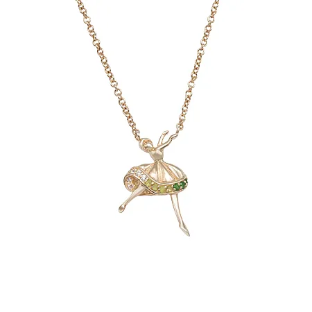 silverline, ασημένιο, γυναικείο, κολιέ με μπαλαρίνα, ζιργκόν, κίτρινο, επιχρύσωμα,