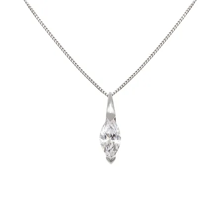 silverline, ασημένιο, γυναικείο κολιέ, μονόπετρο, με άσπρο επιπλατίνωμα & λευκά ζιργκόν ,χωρίς νικέλιο