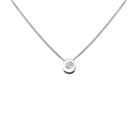 silverline, ασημένιο, γυναικείο, κολιέ, μονόπετρο, με λευκά ζιργκόν & άσπρο επιπλατίνωμα χωρίς νικέλιο