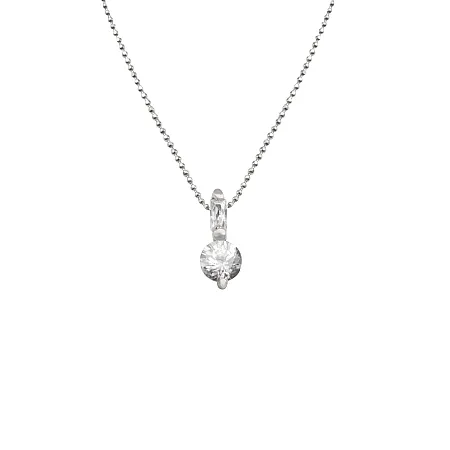 silverline, ασημένιο, γυναικείο κολιέ με λευκά ζιργκόν & άσπρο επιπλατίνωμα