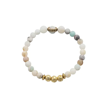 Βραχιόλι γυναικείο από ανοξείδωτο ατσάλι με αμαζονίτες,silverline