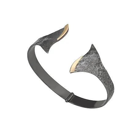 silverline, γυναικείο, ασημόχρυσο, βραχιόλι με 925, ασήμι, Κ14, χρυσό και μαύρο, ρόδιο,