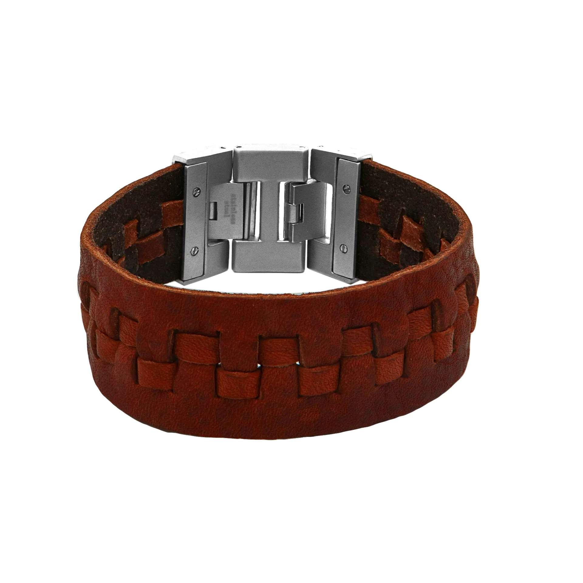 Ανδρικό βραχιόλι με δέρμα & ανοξείδωτο ατσάλι, 22 εκατοστά, TRIBUTE,0230377201