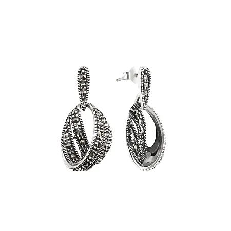 silverline, ασημένια, γυναικεία, σκουλαρίκια με ορυκτές, πέτρες, μαρκασίτη,