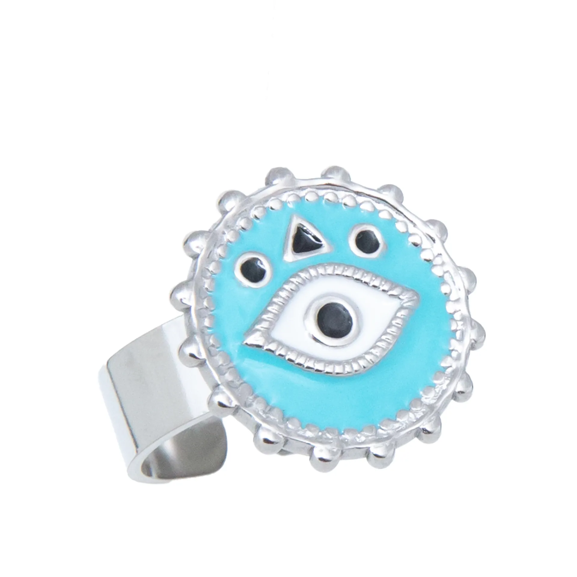 Δαχτυλίδι, από, ανοξείδωτο ατσάλι, free size, γυναικείο, με μάτι βασκανίας, silverline, 0430694201,