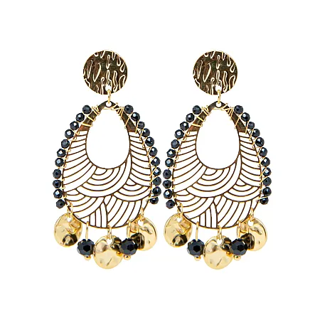 Σκουλαρίκια γυναικεία, καρφωτά, εντυπωσιακά, από ανοξείδωτο ατσάλι, με κίτρινο επιχρύσωμα, silverline, 0130550601,