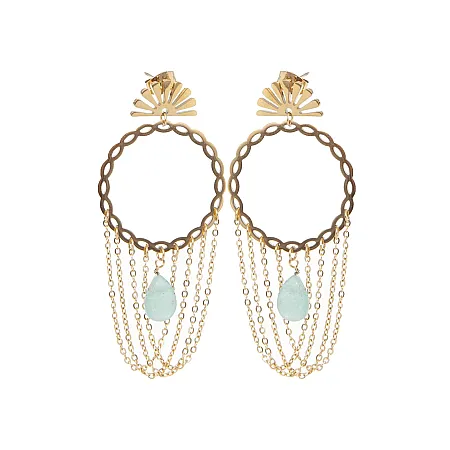 Σκουλαρίκια γυναικεία, εντυπωσιακά,7 εκατοστά μήκος, από ανοξείδωτο ατσάλι, με κίτρινο επιχρύσωμα, silverline, 0130550801,