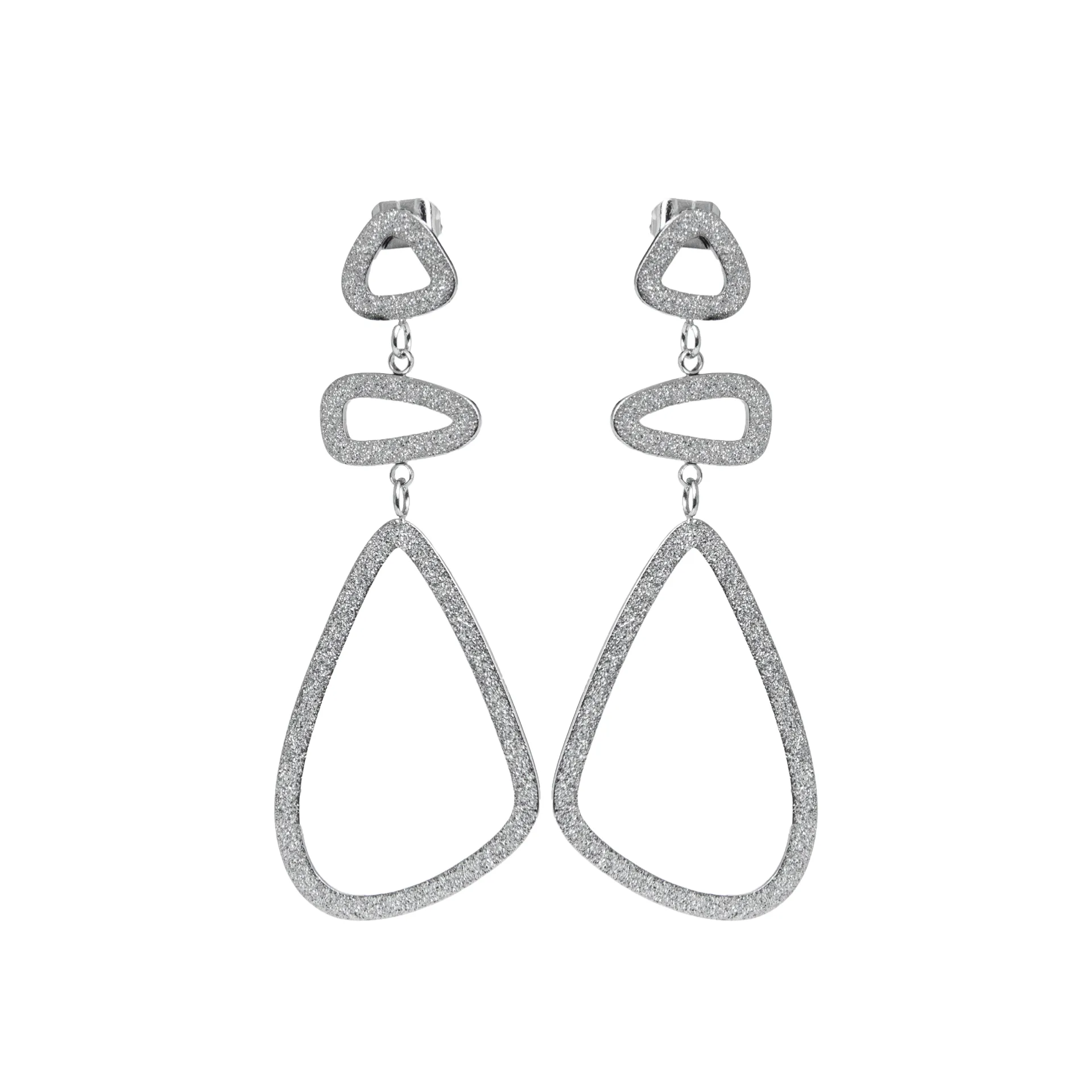 Σκουλαρίκια γυναικεία, εντυπωσιακά, ματ, χωρίς πέτρες, από ανοξείδωτο ατσάλι, με κίτρινο επιχρύσωμα ή σε λευκό ατσάλι, κρεμαστά, 5,2 εκατοστά μήκος, καρφωτά,silverline, 0130551501,