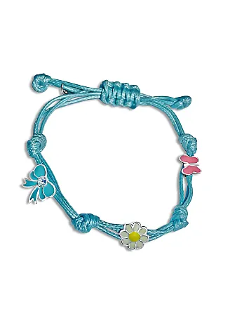 Παιδικό, ασημένιο βραχιόλι για κορίτσια, με σμάλτο, swarovski,βαμβακερό, μακραμέ κορδ΄΄ονι & λουλούδι, φιόγκο, πεταλούδα, woofie,0230358601